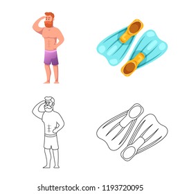 Isolated object of pool and swimming symbol. Set of pool and activity vector icon for stock.