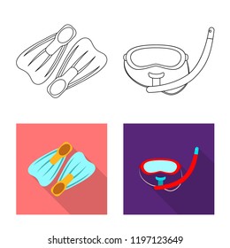 Isolated object of pool and swimming symbol. Set of pool and activity stock symbol for web.