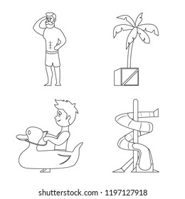 Isolated object of pool and swimming symbol. Set of pool and activity vector icon for stock.