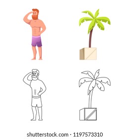 Isolated object of pool and swimming symbol. Set of pool and activity stock symbol for web.