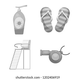 Isolated object of pool and swimming symbol. Set of pool and activity stock symbol for web.