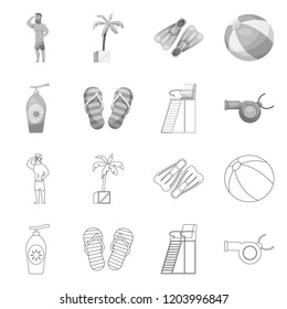 Isolated object of pool and swimming symbol. Set of pool and activity stock symbol for web.