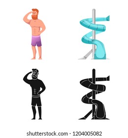 Isolated object of pool and swimming symbol. Collection of pool and activity stock vector illustration.