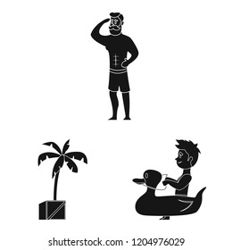 Isolated object of pool and swimming symbol. Collection of pool and activity vector icon for stock.