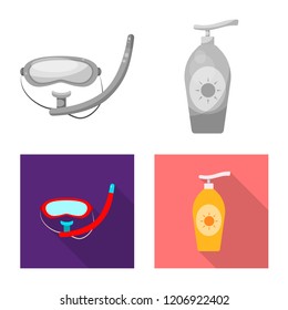 Isolated object of pool and swimming symbol. Set of pool and activity stock symbol for web.