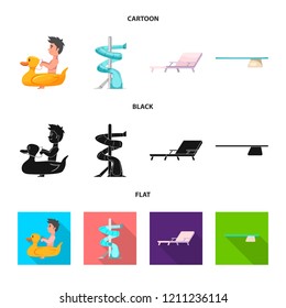 Isolated object of pool and swimming symbol. Collection of pool and activity vector icon for stock.