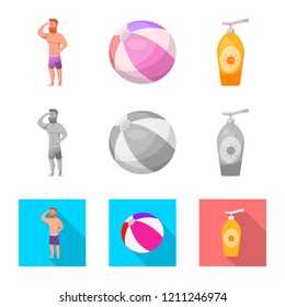 Isolated object of pool and swimming symbol. Set of pool and activity vector icon for stock.