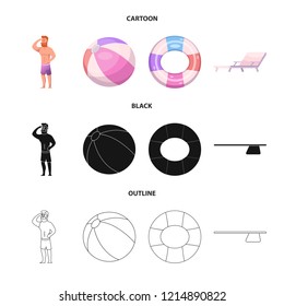 Isolated object of pool and swimming symbol. Set of pool and activity stock vector illustration.