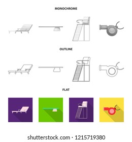 Isolated object of pool and swimming symbol. Set of pool and activity vector icon for stock.