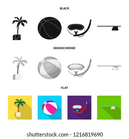 Isolated object of pool and swimming symbol. Set of pool and activity stock vector illustration.