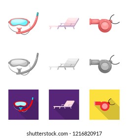 Isolated object of pool and swimming symbol. Collection of pool and activity stock symbol for web.