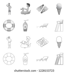 Isolated object of pool and swimming symbol. Collection of pool and activity stock symbol for web.