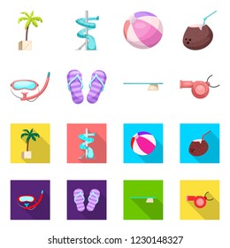 Isolated object of pool and swimming symbol. Set of pool and activity stock symbol for web.