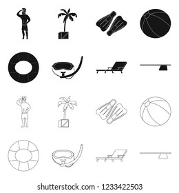 Isolated object of pool and swimming symbol. Set of pool and activity vector icon for stock.
