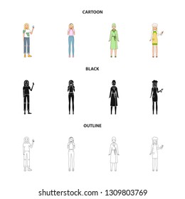 Isolated object of posture and mood icon. Set of posture and female vector icon for stock.