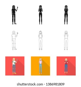 Isolated object of posture and mood icon. Set of posture and female vector icon for stock.