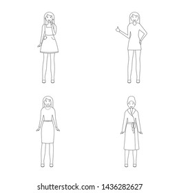 Isolated object of posture and mood icon. Set of posture and female stock symbol for web.