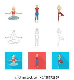 Isolated object of posture and mood icon. Collection of posture and female stock symbol for web.