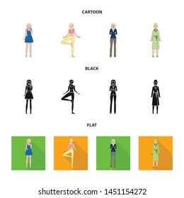 Isolated object of posture and mood icon. Set of posture and female vector icon for stock.