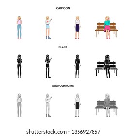 Isolated object of posture and mood logo. Set of posture and female stock symbol for web.