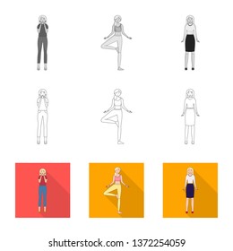 Isolated object of posture and mood logo. Collection of posture and female stock symbol for web.