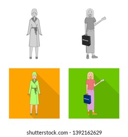 Isolated object of posture and mood logo. Collection of posture and female vector icon for stock.