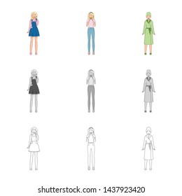 Isolated object of posture and mood logo. Collection of posture and female vector icon for stock.