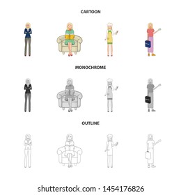 Isolated object of posture and mood logo. Collection of posture and female stock vector illustration.