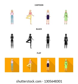 Isolated object of posture and mood sign. Collection of posture and female vector icon for stock.