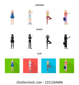 Isolated object of posture and mood sign. Collection of posture and female vector icon for stock.