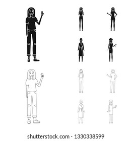 Isolated object of posture and mood sign. Collection of posture and female vector icon for stock.