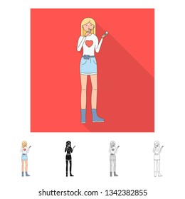 Isolated object of posture and mood sign. Set of posture and female stock vector illustration.