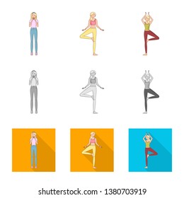 Isolated object of posture and mood sign. Set of posture and female vector icon for stock.