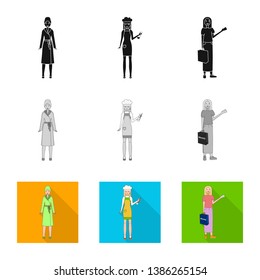 Isolated object of posture and mood sign. Collection of posture and female stock symbol for web.