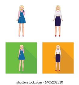 Isolated object of posture and mood sign. Collection of posture and female stock symbol for web.