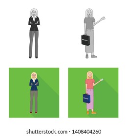 Isolated object of posture and mood sign. Set of posture and female stock symbol for web.