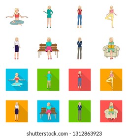 Isolated object of posture and mood symbol. Set of posture and female stock vector illustration.
