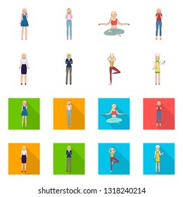 Isolated object of posture and mood symbol. Collection of posture and female stock vector illustration.