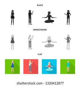 Isolated object of posture and mood symbol. Set of posture and female stock symbol for web.
