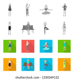 Isolated object of posture and mood symbol. Set of posture and female stock symbol for web.