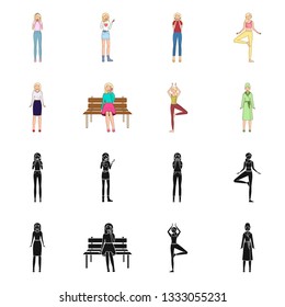 Isolated object of posture and mood symbol. Collection of posture and female stock symbol for web.
