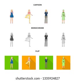 Isolated object of posture and mood symbol. Set of posture and female stock vector illustration.