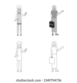 Isolated object of posture and mood symbol. Collection of posture and female vector icon for stock.
