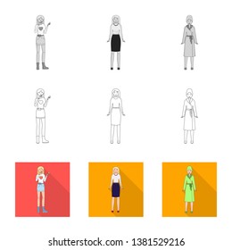 Isolated object of posture and mood symbol. Collection of posture and female stock symbol for web.