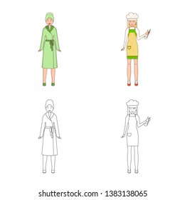 Isolated object of posture and mood symbol. Set of posture and female stock vector illustration.