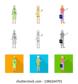 Isolated object of posture and mood symbol. Collection of posture and female stock symbol for web.