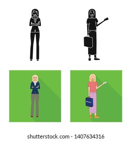 Isolated object of posture and mood symbol. Collection of posture and female vector icon for stock.