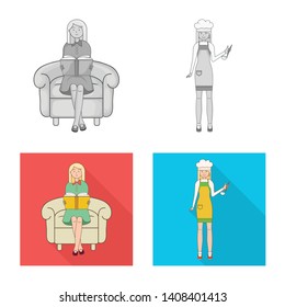 Isolated object of posture and mood symbol. Set of posture and female stock vector illustration.