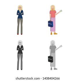 Isolated object of posture and mood symbol. Collection of posture and female stock vector illustration.