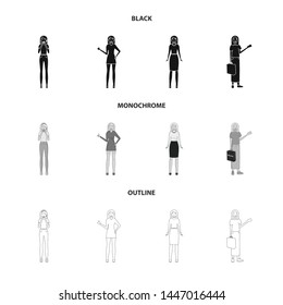 Isolated object of posture and mood symbol. Set of posture and female stock symbol for web.